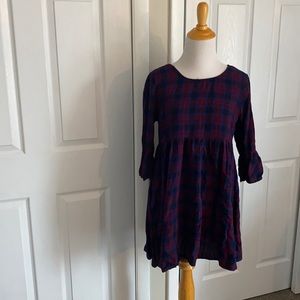 Blue and red plaid babydoll dress